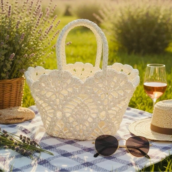 Primark Handbags - Paula Echevarría Crochet Bucket Bag Elegant Cream Crochet Tote Bag